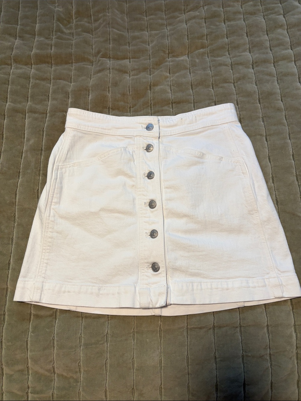 Madewell White Button-Front Denim Mini Skirt